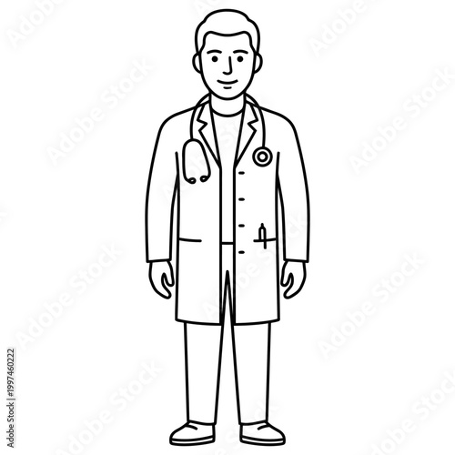 Medical Practitioner Standing Straight In White Uniform