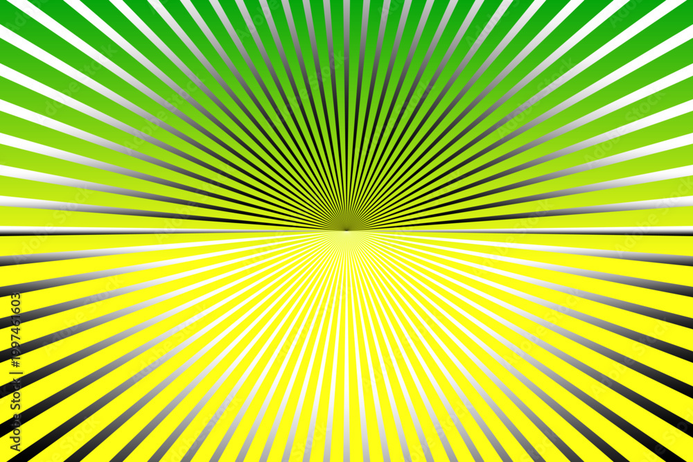 Obraz premium Abstract green and yellow sunburst radial lines background design