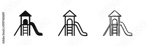 Children Playground Slide Icon Set
