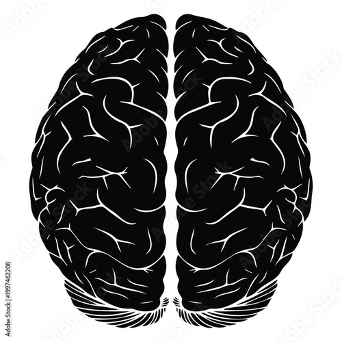 Human brain icon vector illustration isolated on white, mind organ symbol.