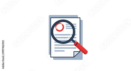 Magnifying glass over document highlighting important information for analysis and review.
