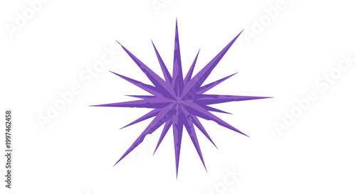 Purple starburst shape design element.