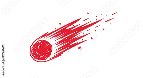 Red Meteorite Blazing Through Space Fast.