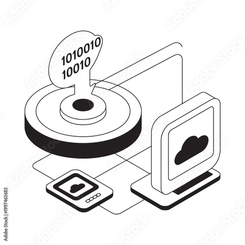 cloud storage system with binary data and device connection