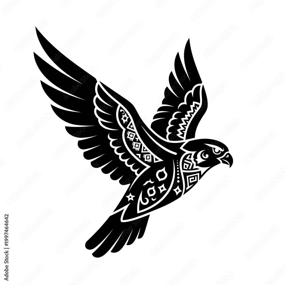 Obraz premium Falcon bird silhouette flying wildlife icon