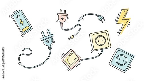 Energy and Technology: A vibrant illustration showcasing energy elements, highlighting the importance of electricity and power connections.