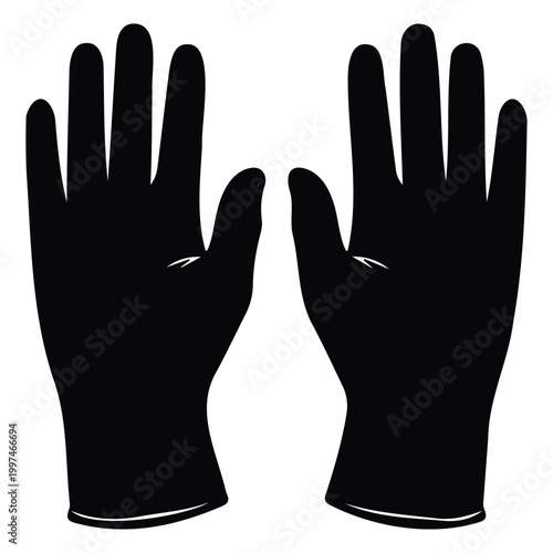 Medical gloves vector illustration, pair of protective latex or nitrile gloves for safety.
