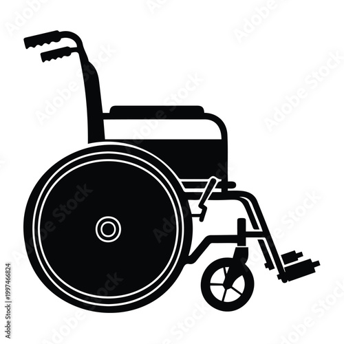 Wheelchair illustration vector silhouette mobility aid for healthcare and transport vector.