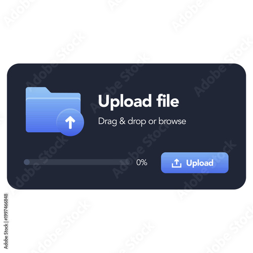 Upload file UI component drag and drop interface vector illustration