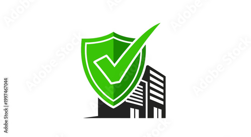 Green Shield Checkmark Protection Icon.