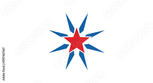 Red star with blue rays symbol.