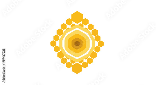 Yellow Honeycomb Pattern Design Element.