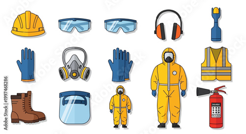 Collection of Personal Protective Equipment and Safety Gear Icons