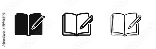 Notebook and Pencil Icons Set - Writing and Education Concept Illustrations