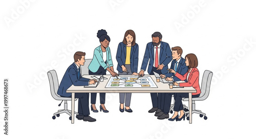 Diverse group of professionals collaborating around a conference table.