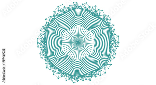 Teal abstract circular pattern design.