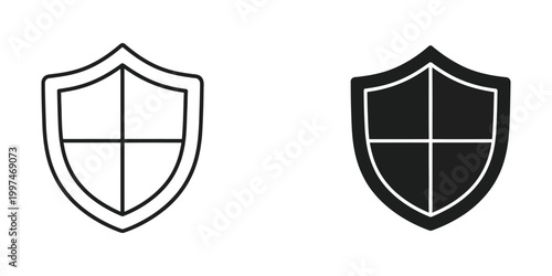 Contrast between a plain and a filled medieval cross-shaped shield icon