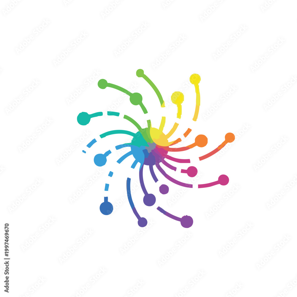Fototapeta premium Rainbow colored lines, multicolored burst, vibrant explosion, dynamic graphic
