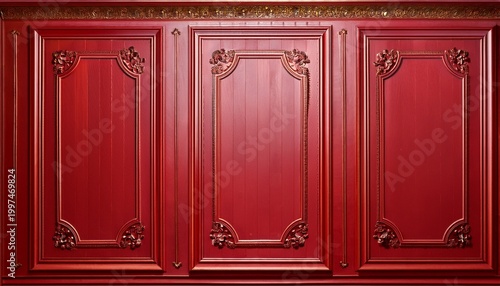 red wall panels made of wood classic victorian wall moldings luxurious modern interior in the house