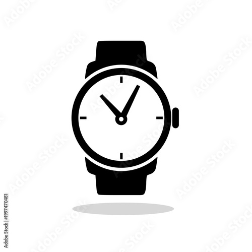 Black Wristwatch icon with shadow