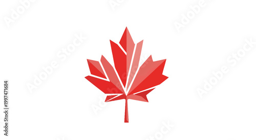 Red Maple Leaf Icon Symbol.