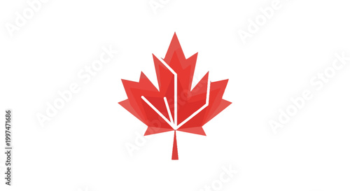 Red Maple Leaf Icon Symbol.