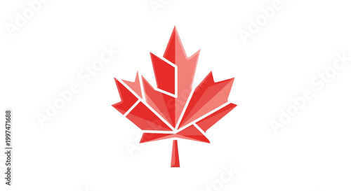 Red Maple Leaf Icon Symbol.