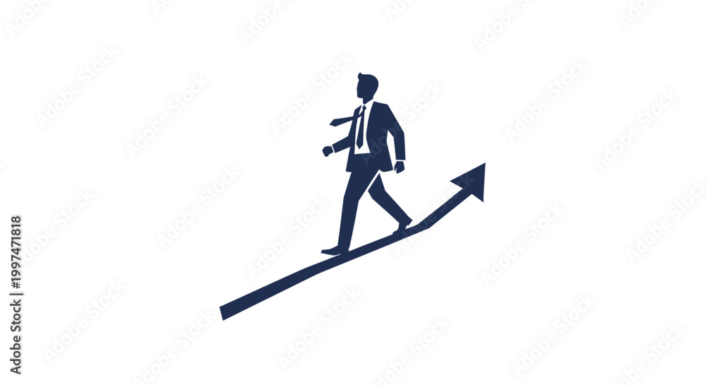 Fototapeta premium Businessman Walking on Growing Graph Arrow.