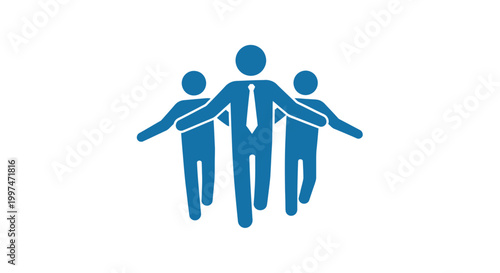 Three people standing together in unity.