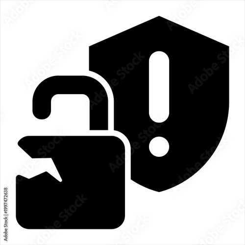 Security Breach Single Icon Glyph Black
