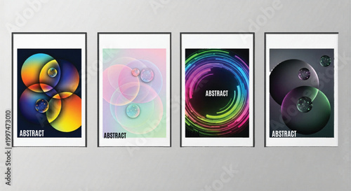 Set of 4 Abstract Gradient Circle Posters Vector
