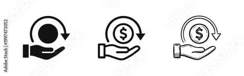 Cashback Money Refund Transaction Icon Set
