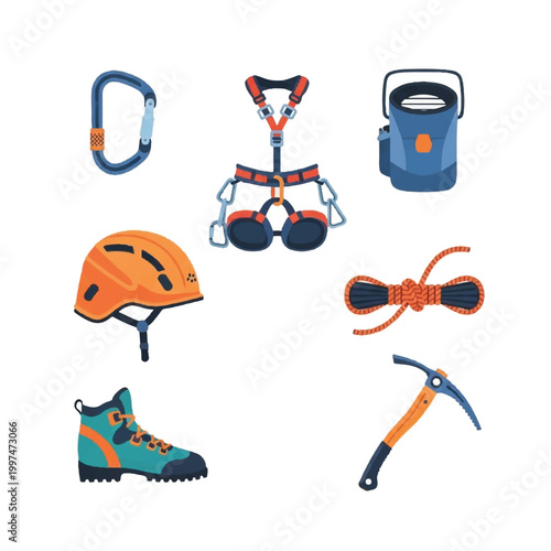 Climbing gear and equipment set.