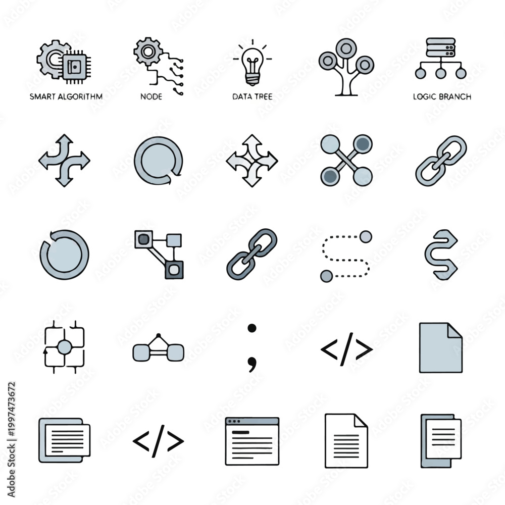 Fototapeta premium Coding symbols and programming icons.