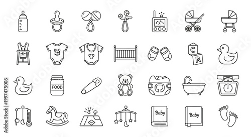 Baby nursery icons and objects.