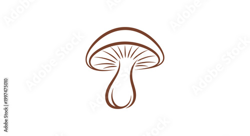 Foto Simple mushroom illustration, line art, natural food, organic ingredient, forest