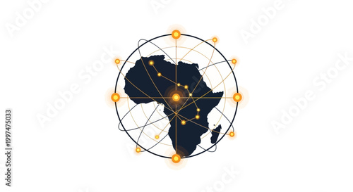 Africa continent map with network connections.