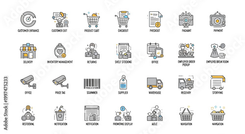 Ecommerce shopping cart icons set.