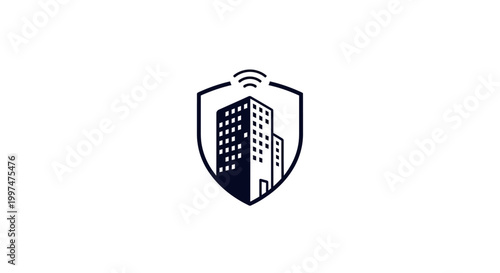Building Icon Shield Protection Symbol.