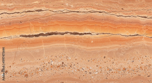 Layered rock formation with earthy tones and natural patterns