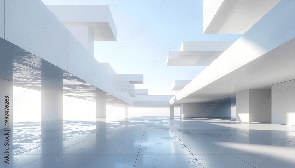 Fototapeta premium Minimal abstract architecture symbolizing analysis and reflection