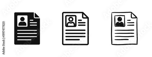 Business Resume CV Document Profile Icon Set