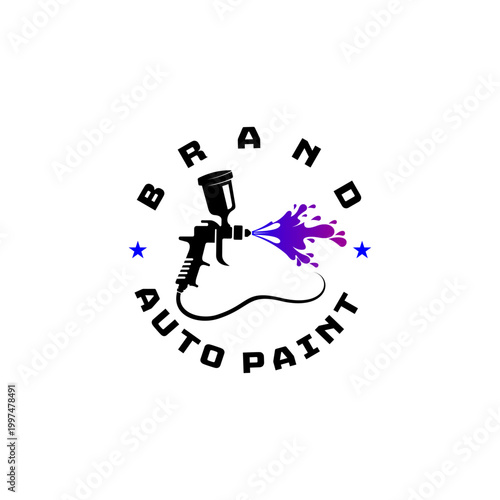 Detailed and neat car paint service emblem logo template