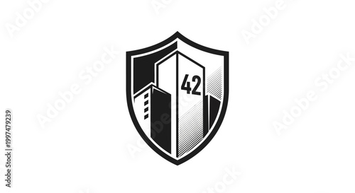 Obraz na plátně Shield logo with number forty two.