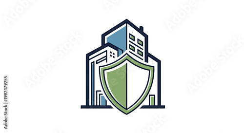 Shield Protecting Building Logo Design.