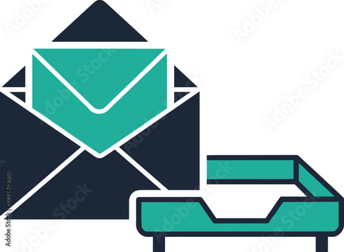 Set of email and inbox icons, communication and business symbols for digital services and online correspondence.
