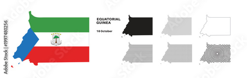 Set of isolated equatorial guinea maps. equatorial guinea flag overlaid with flag proportions. Maps and traveling around the world