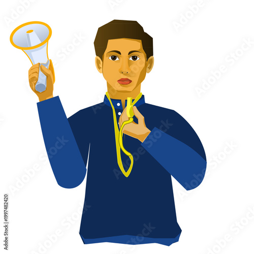 Minimalist flat vector illustration of person character with daily lifestyle objects and actions, simple modern concept