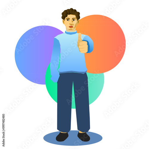 Minimalist flat vector illustration of person character with daily lifestyle objects and actions, simple modern concept