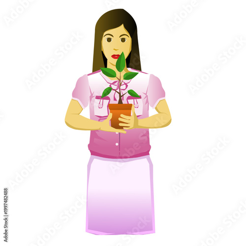 Minimalist flat vector illustration of person character with daily lifestyle objects and actions, simple modern concept